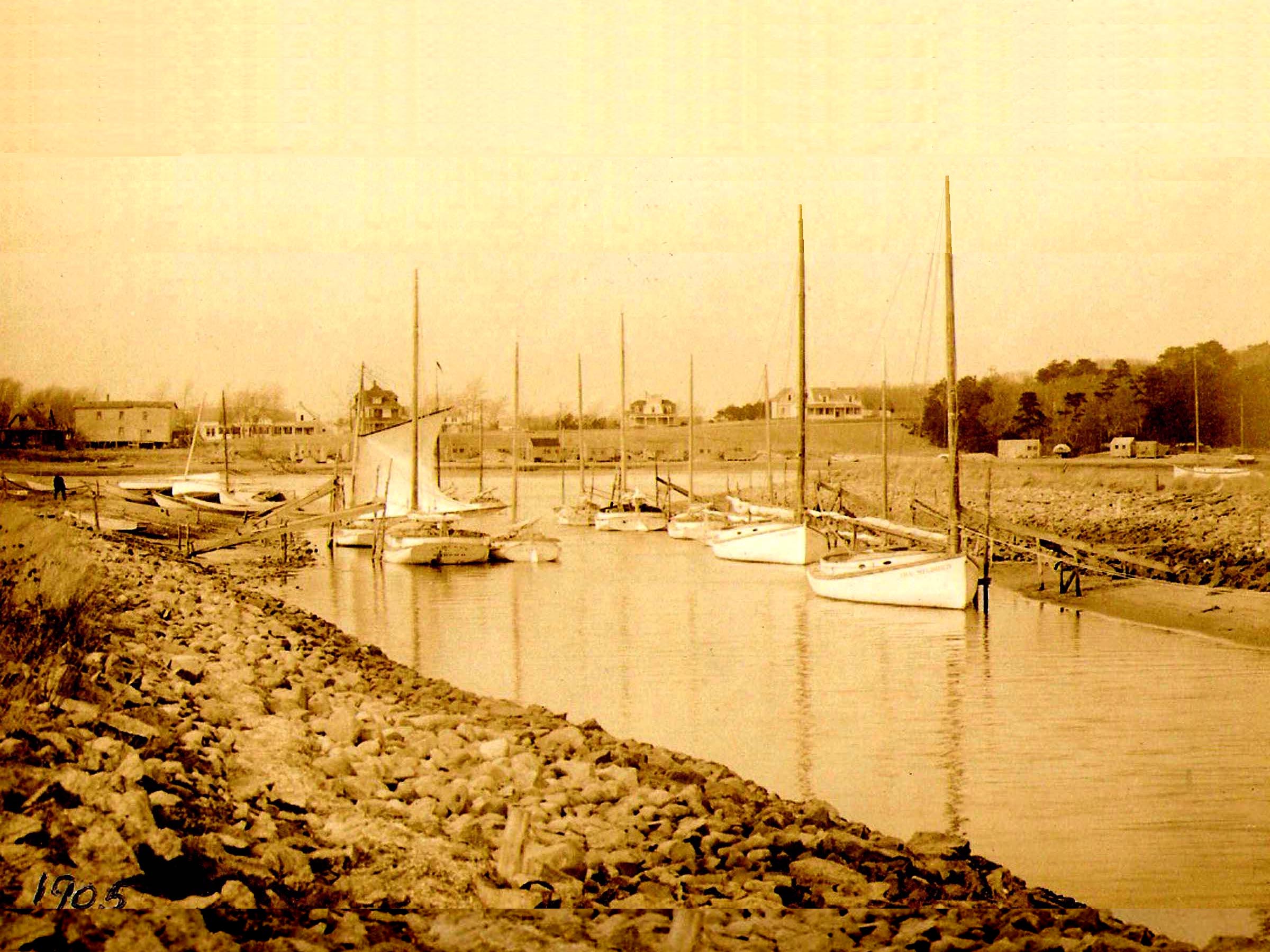 Wychmere Harbor channel catboat fishing fleet 1905